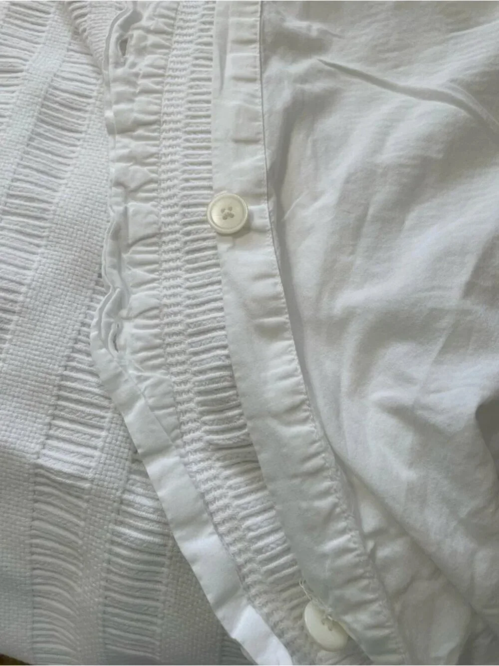 West Elm Dobby White Ladder Stripe Organic Cotton Queen Size Duvet & Shams